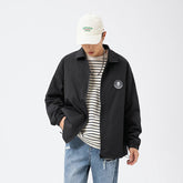 Unisex Jacket Spring and Autumn Coach Jacket Men's Loose Casual Polo Collar Coat